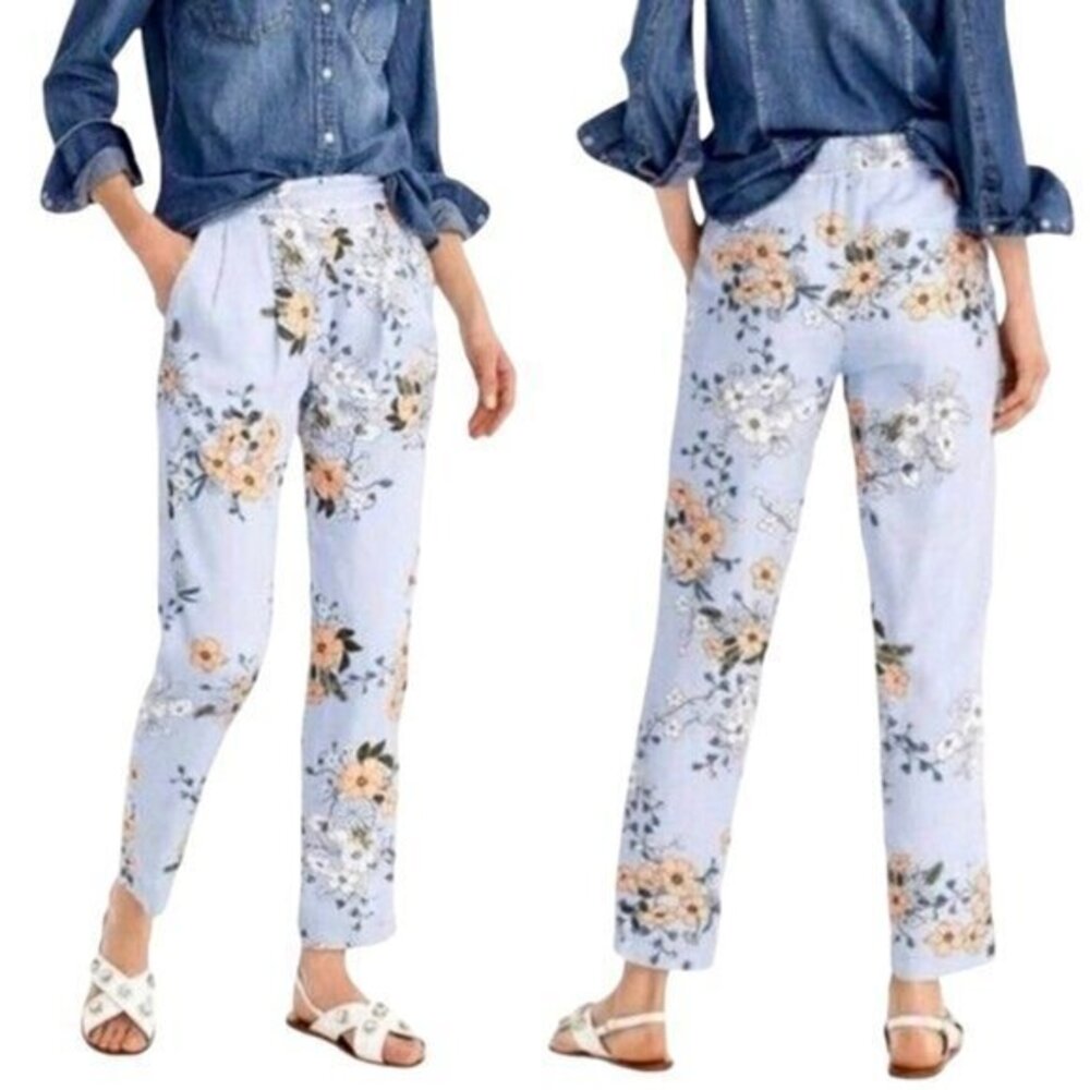 J.Crew High-Rise Pants Size 00 Garden Floral Sky Melon Color With Pockets